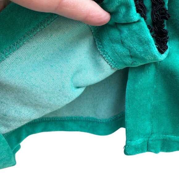 La Redoute Vintage Green Velour Velvet Oversize Lace Embroidered Trim Cardigan M - Picture 9 of 11
